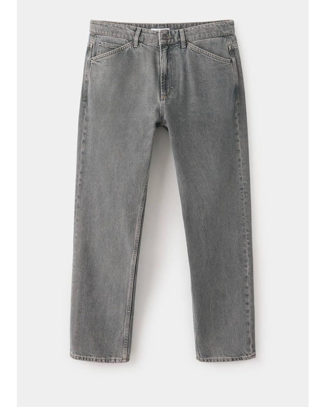 Mango Gray Regular-Fit Cropped Jeans for men