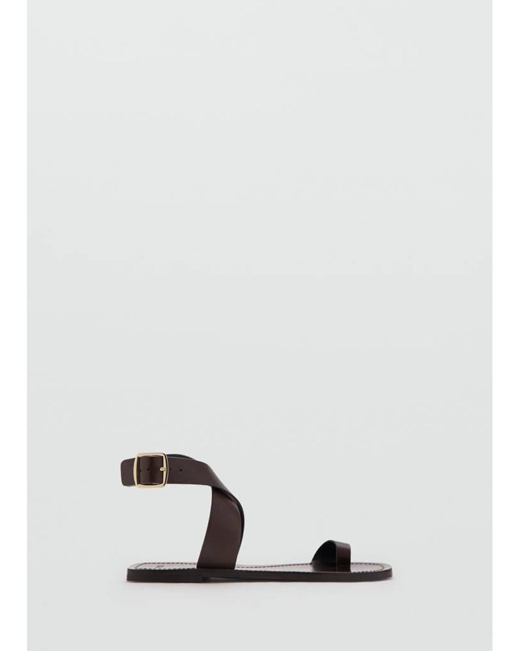 Mango White Flat Leather Sandal