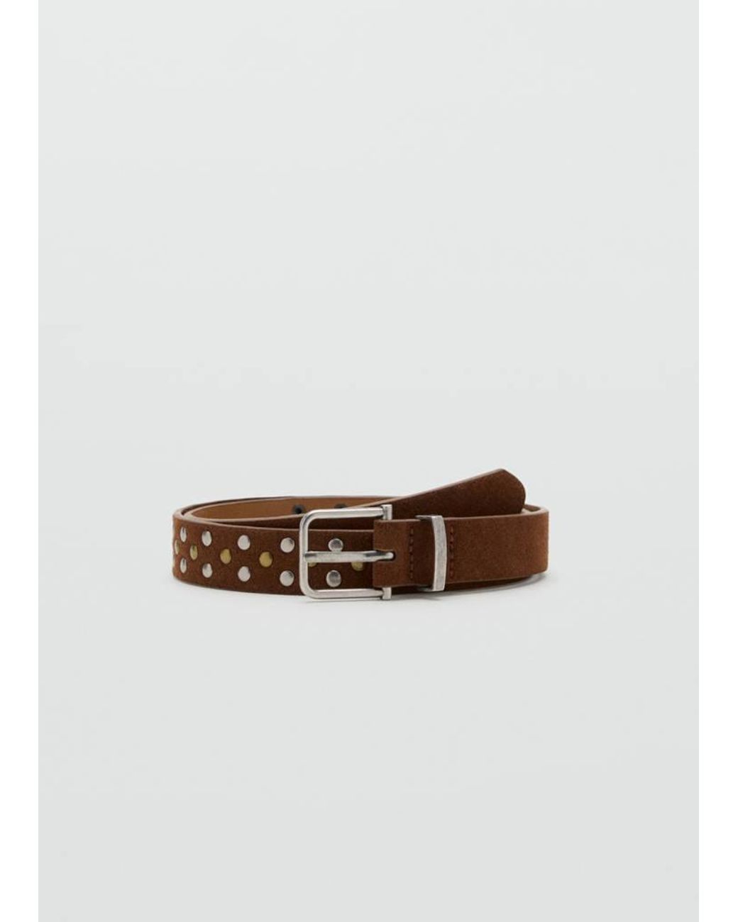 MANGO TEEN Brown Stud Leather Belt