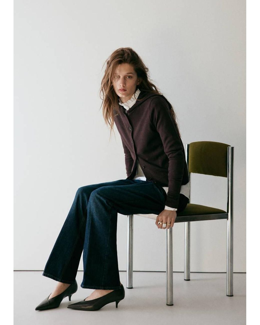 Mango White Fine-Knit Hooded Cardigan