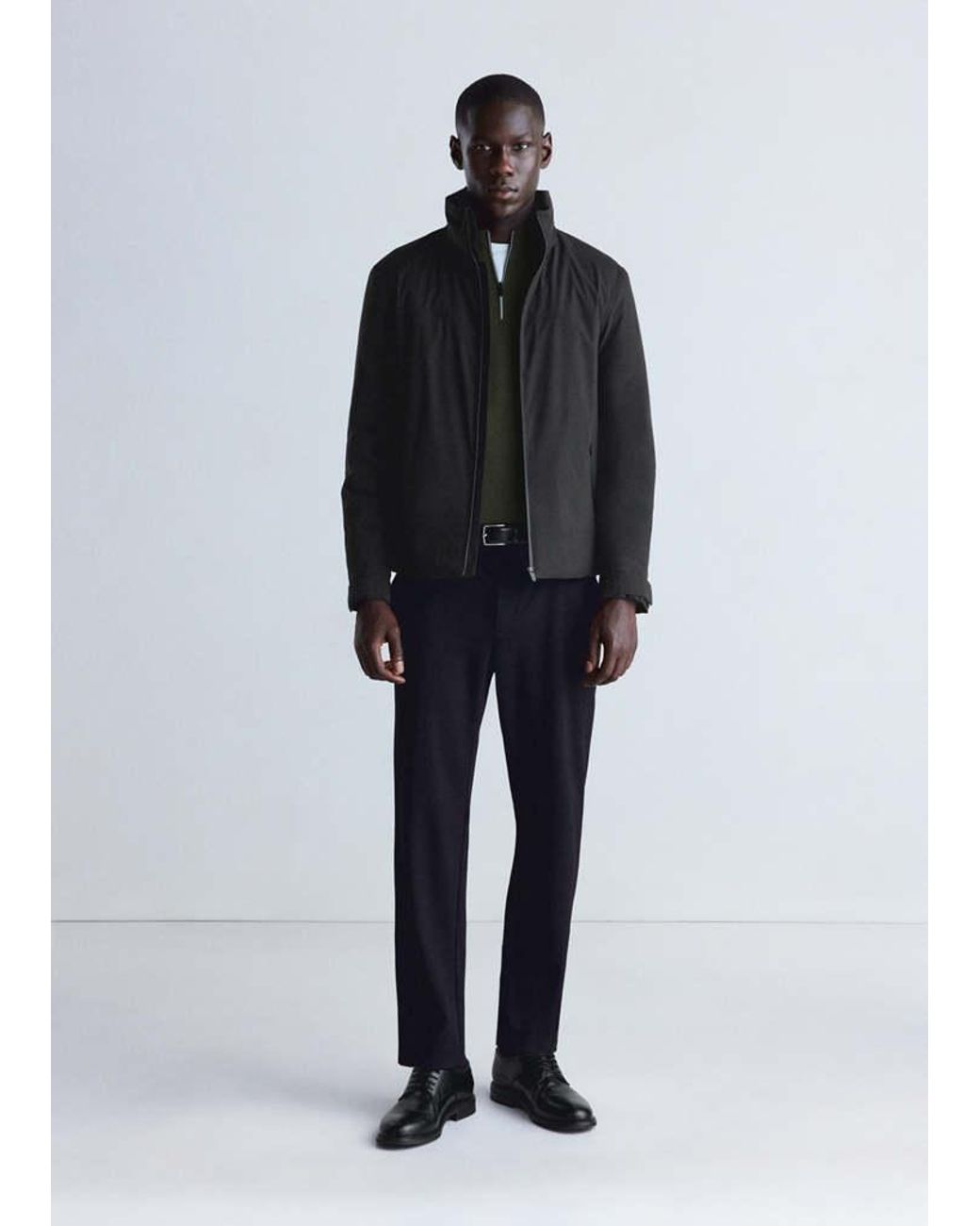 Mango Black Waterproof Padded Parka for men