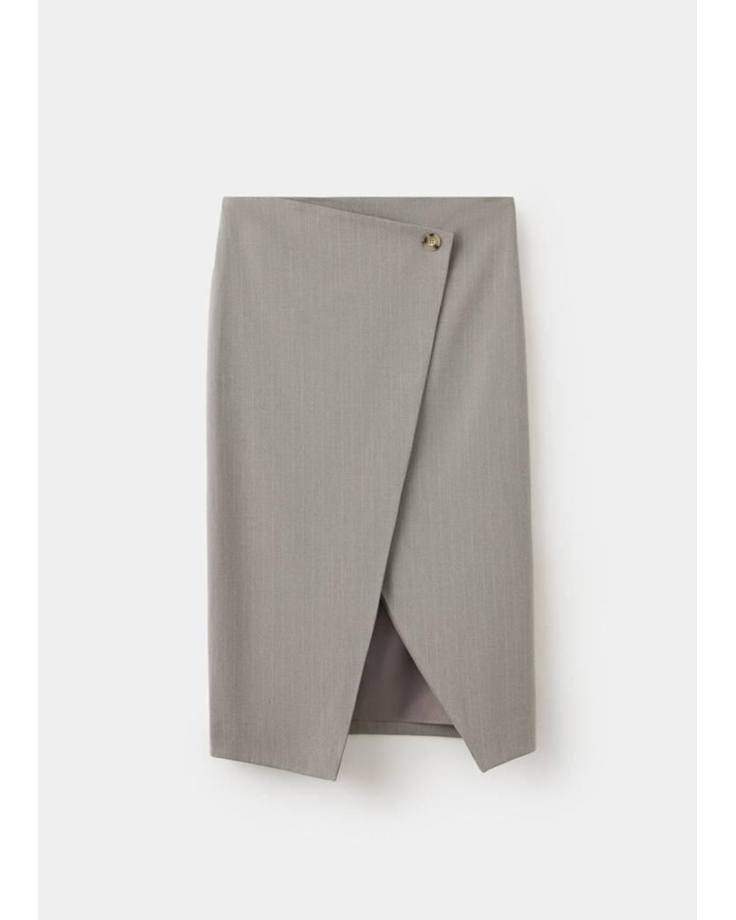 Slit Microchanels Mango Midi Skirt With Slit in Gray | Lyst