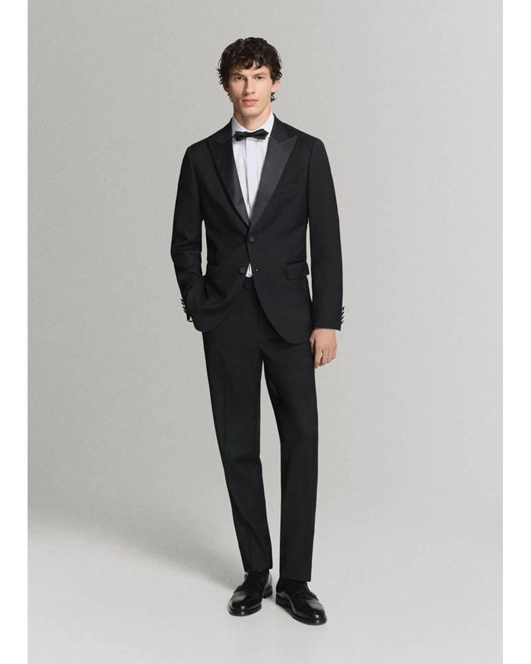 Mango Black Slim-Fit Tuxedo Suit Trousers for men