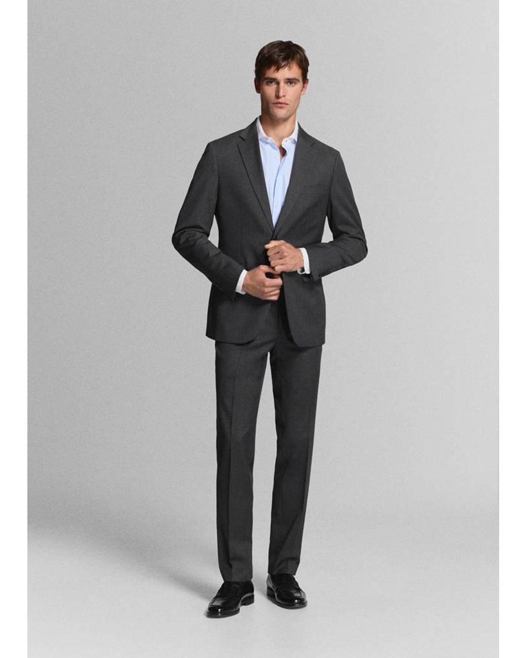 Mango Gray Slim Fit 100% Cotton Striped Formal Shirt for men