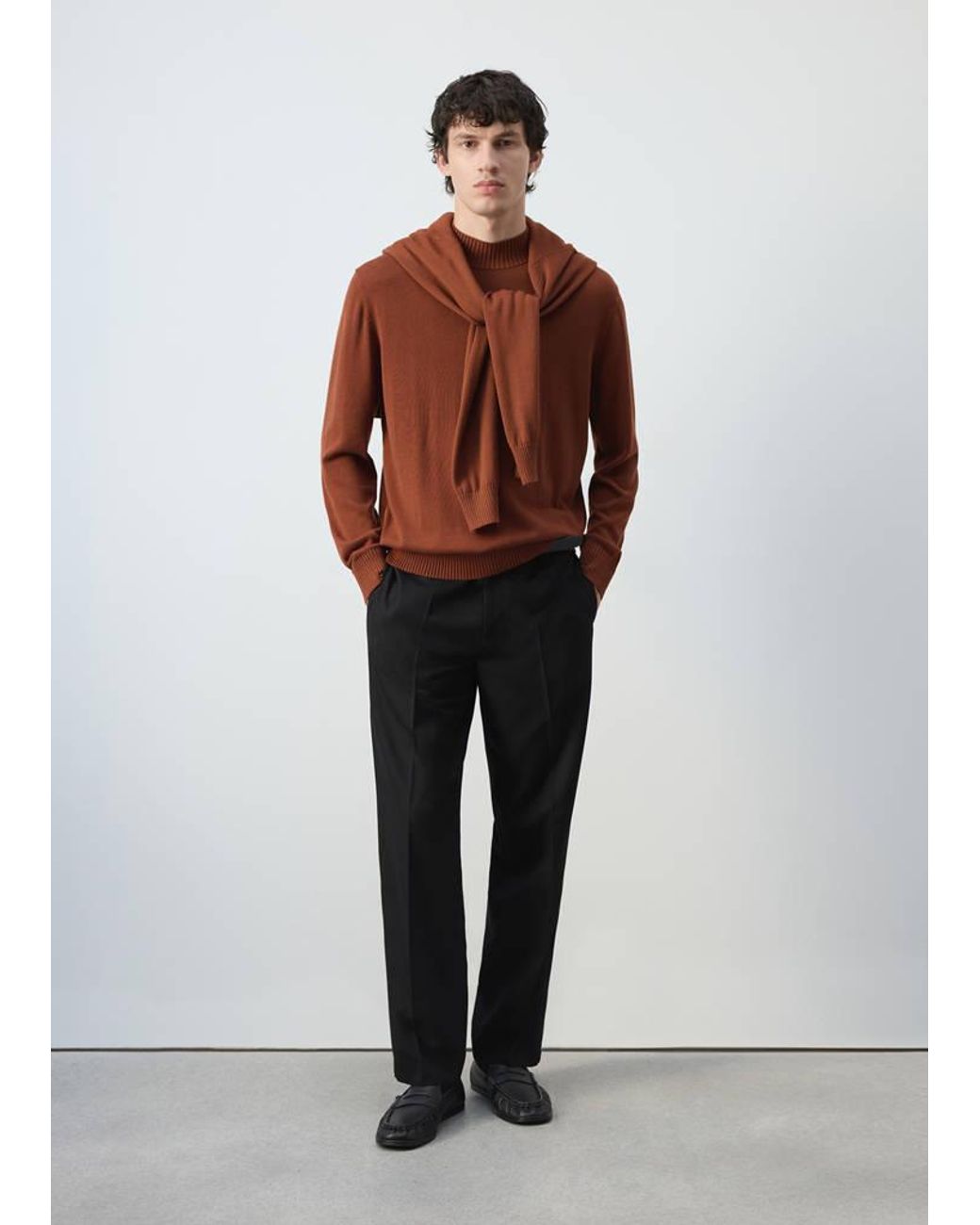 Mango Multicolor Cotton-Viscose Jersey, Roll Neck for men