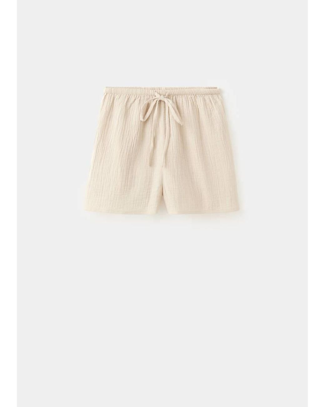 Mango Natural Plain Cotton Pyjama Shorts