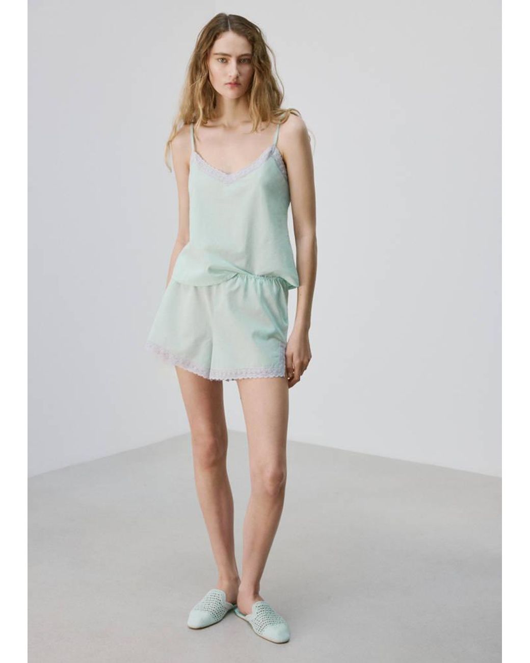 Mango White 100% Cotton Pyjama Shorts