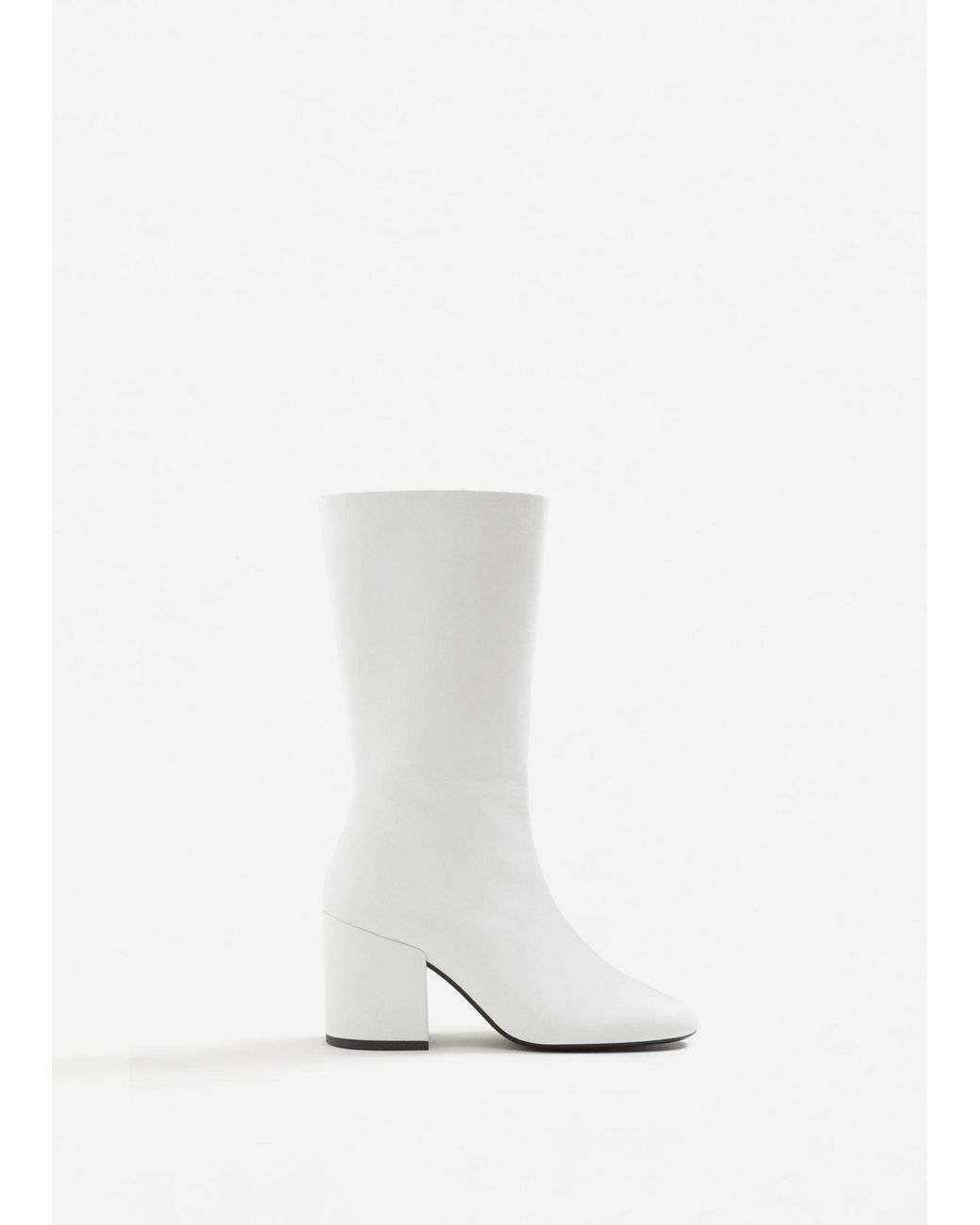 Mango Zipper Leather Boots in White | Lyst UK