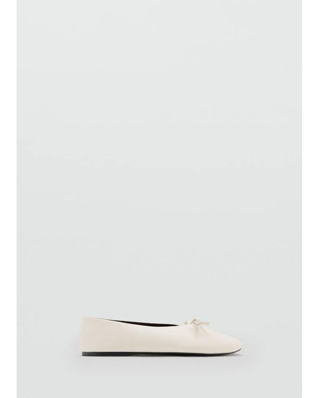 Mango White Ballet Pump With Bow Detail