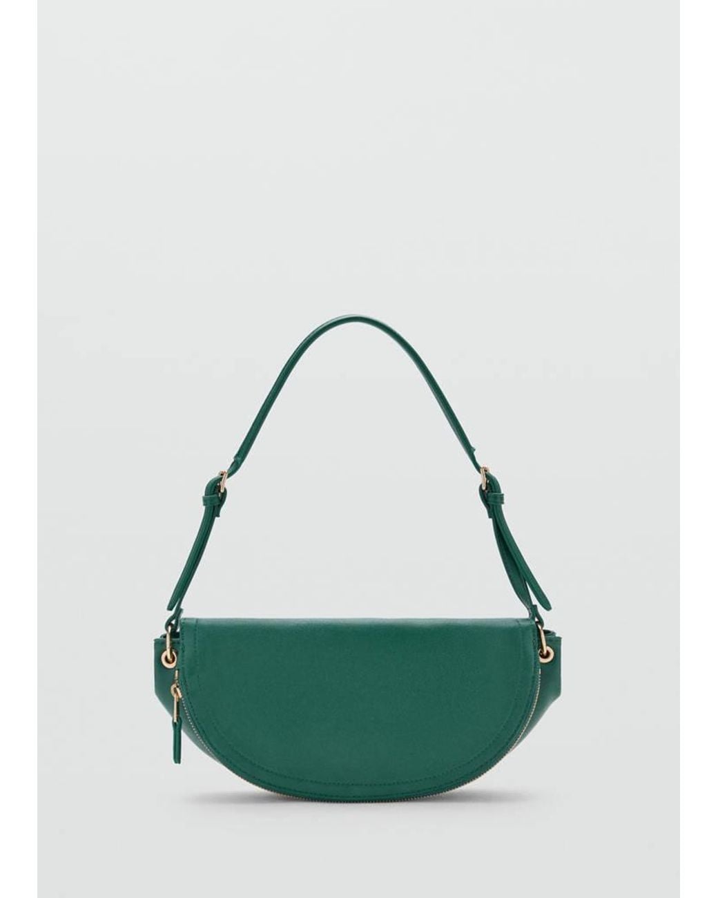Mango Green Semi-Circular Faux Leather Shoulder Bag