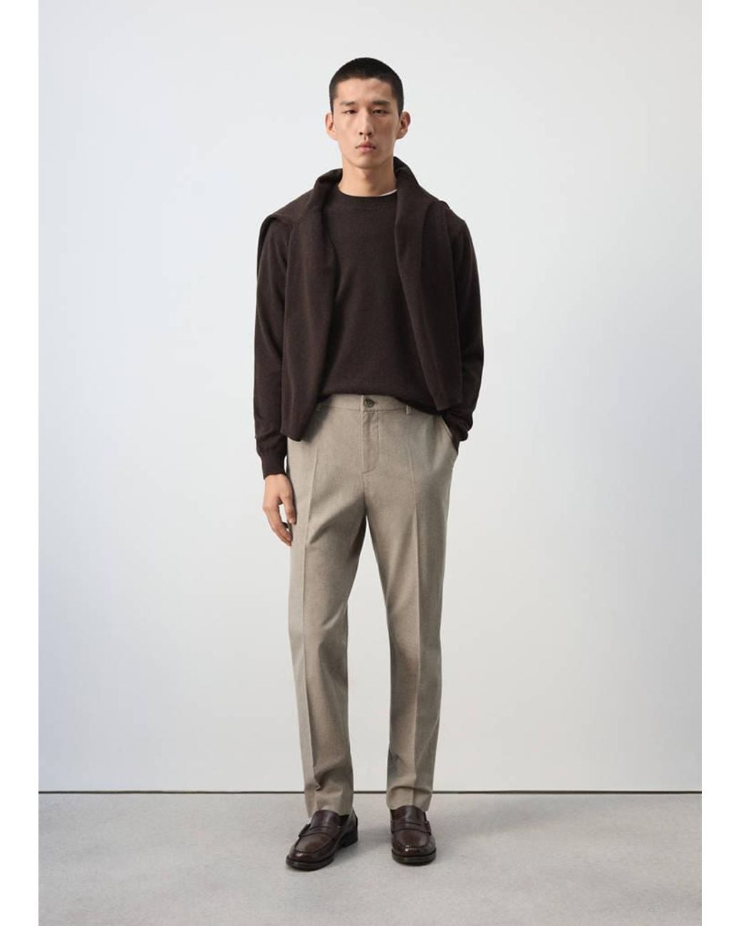 Mango Natural Slim Fit Cotton Pants for men