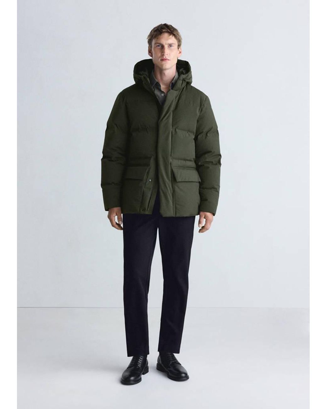 Mango Green Waterproof Quilted Down-Filled Anorak for men