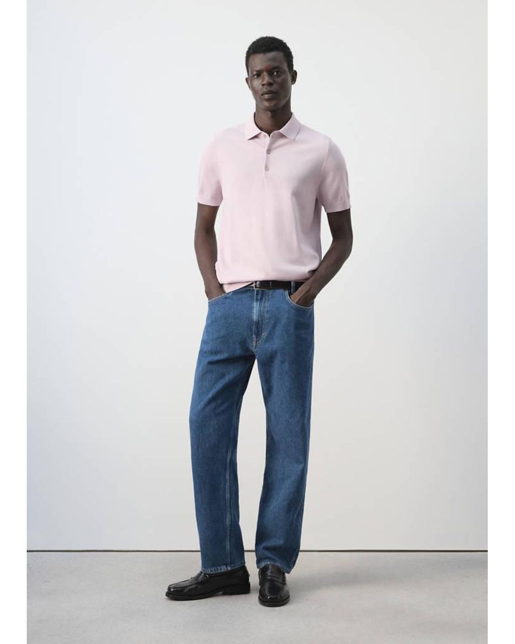 Mango Blue 100% Cotton Fine Knit Polo for men
