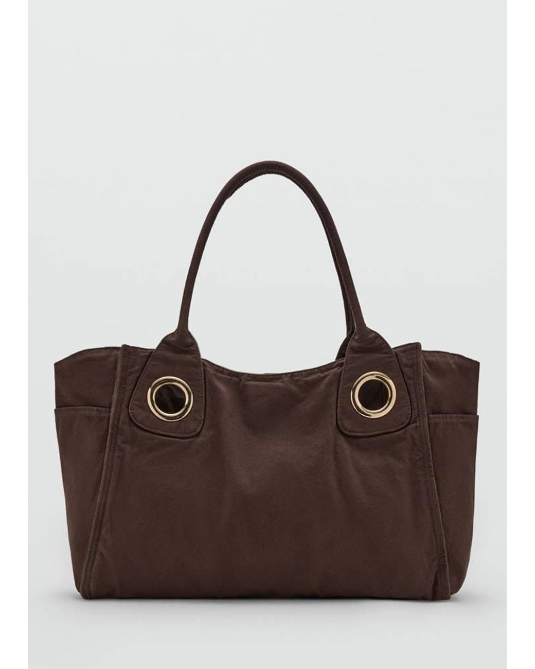 Borsa Canvas Eyelet Cioccolato di Mango in Brown