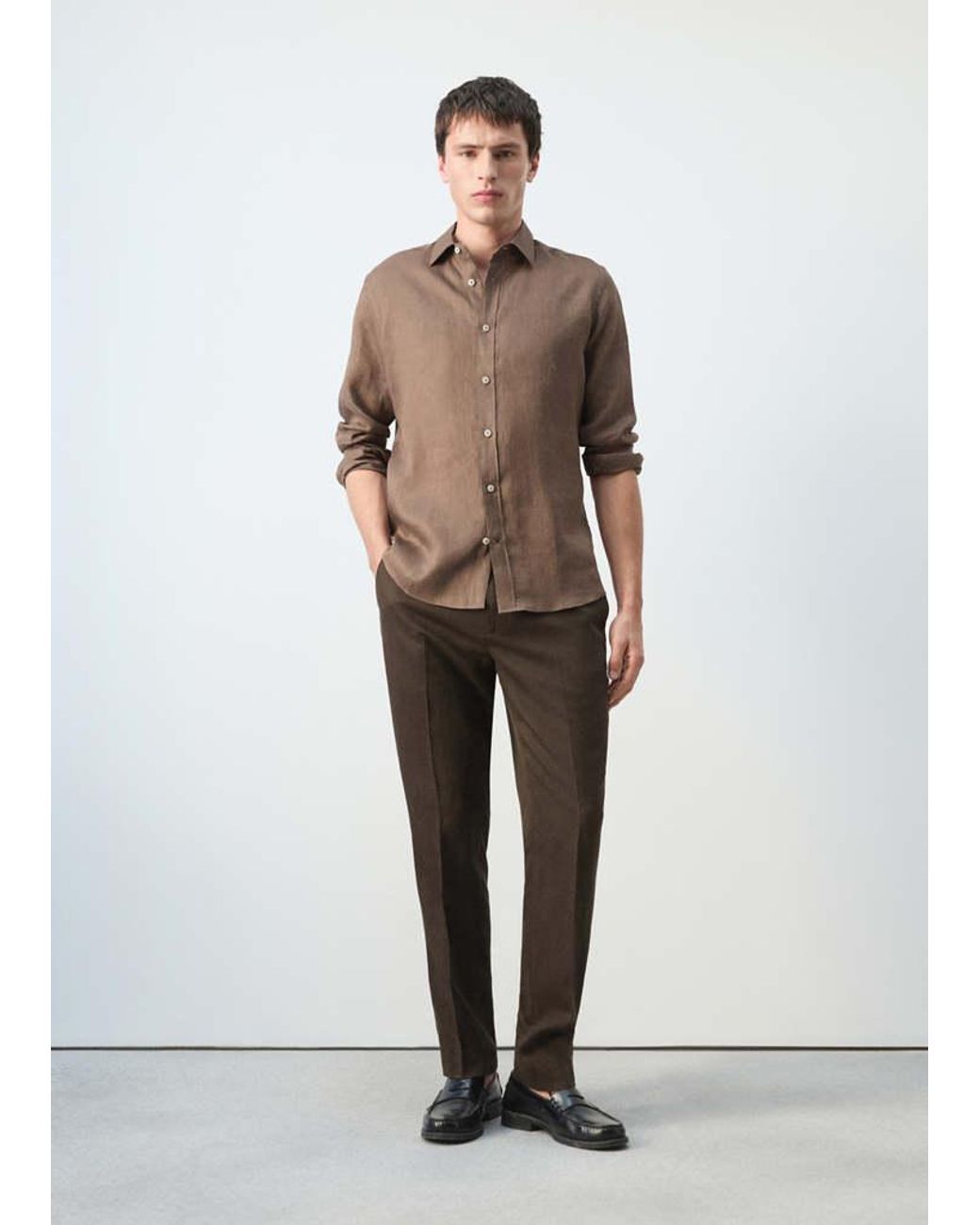 Mango White Regular-Fit 100% Linen Shirt for men