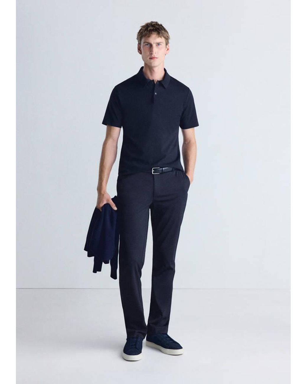 Mango Blue Slim-Fit Thermolite Polo Shirt for men