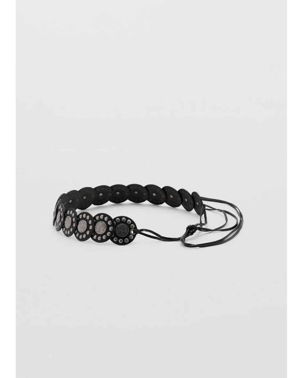 MANGO TEEN Black Studded Bow Belt