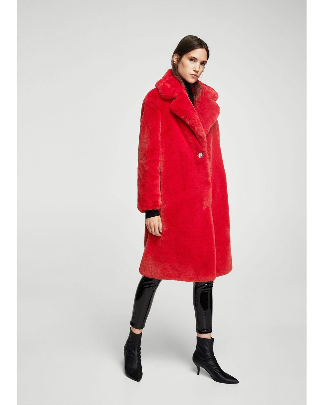 Mango lapels faux fur coat deals