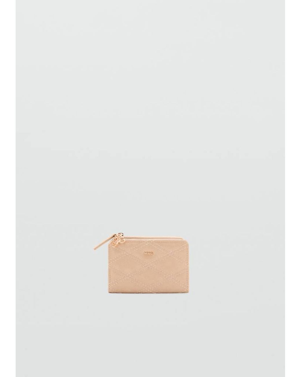 Mango White Quilted Faux Leather Wallet With Charm Detail