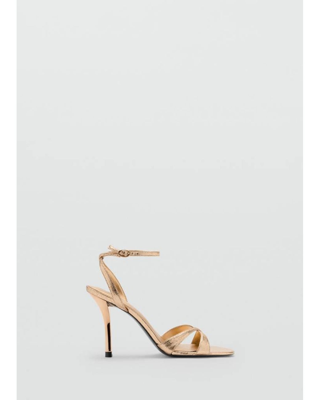 Mango White Metallic-Pumps Mit Riemchen