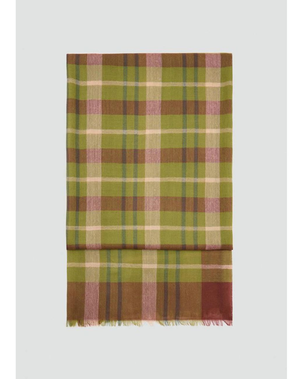 Mango Green 100% Wool Checked Scarf