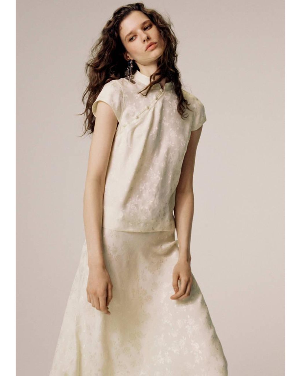 Mango Natural Jacquard Top With Strap Neck