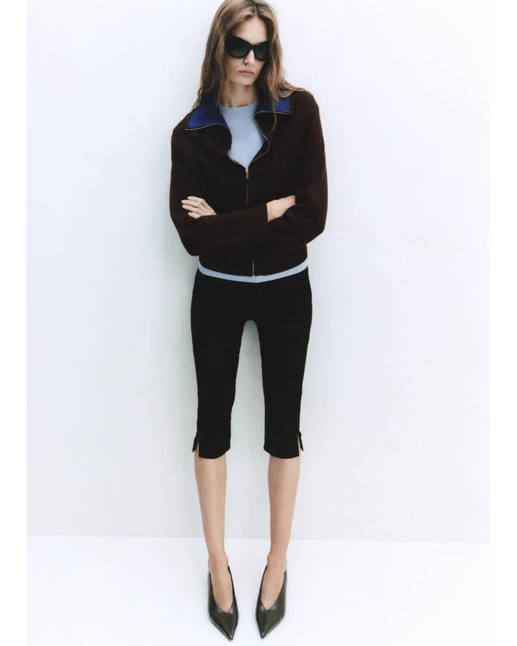 Mango Black Two-Tone Knit Jacket