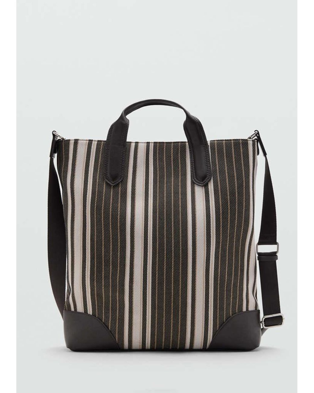 Mango Black Striped Tote Bag for men