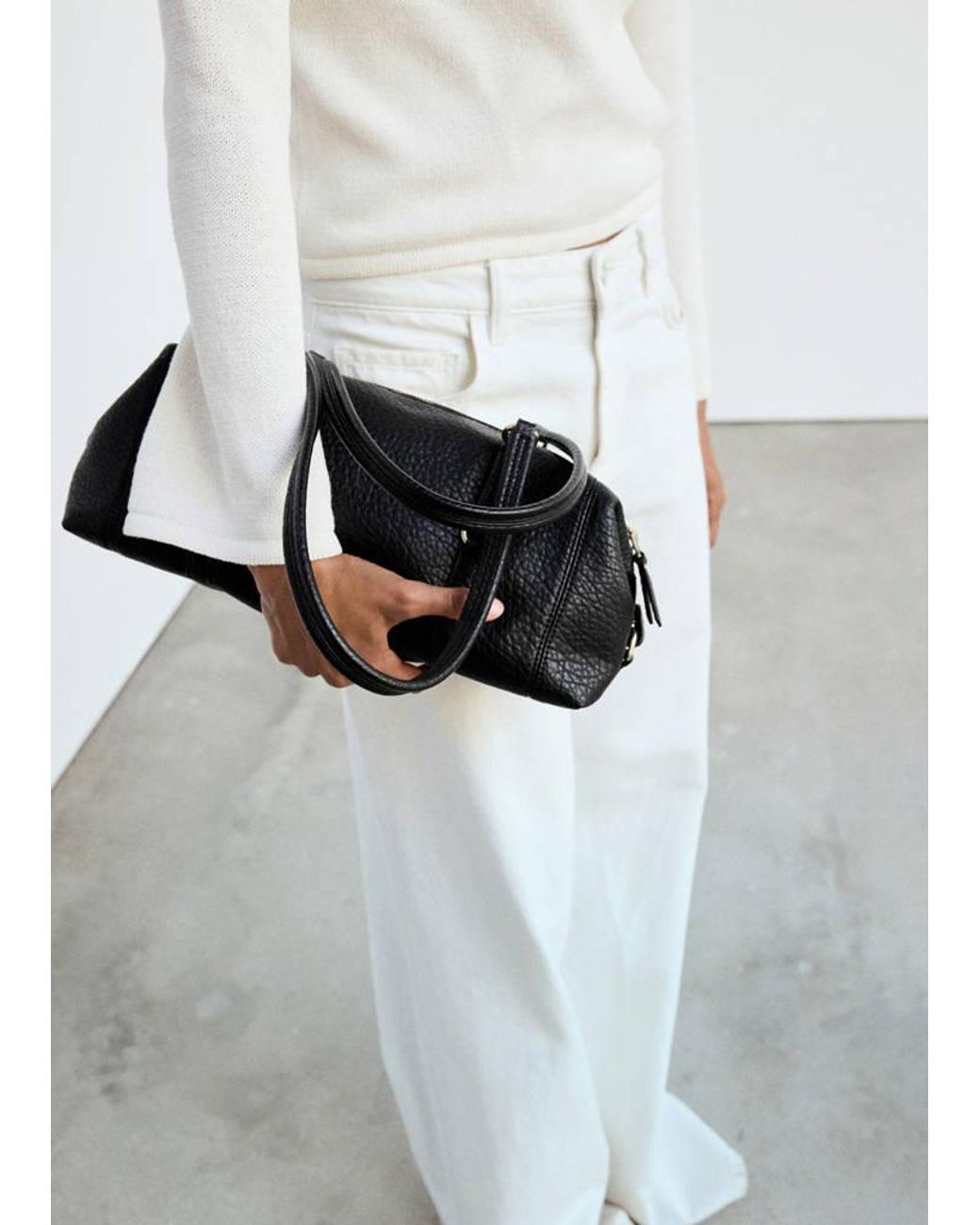 Mango White Faux-Leather Shoulder Bag