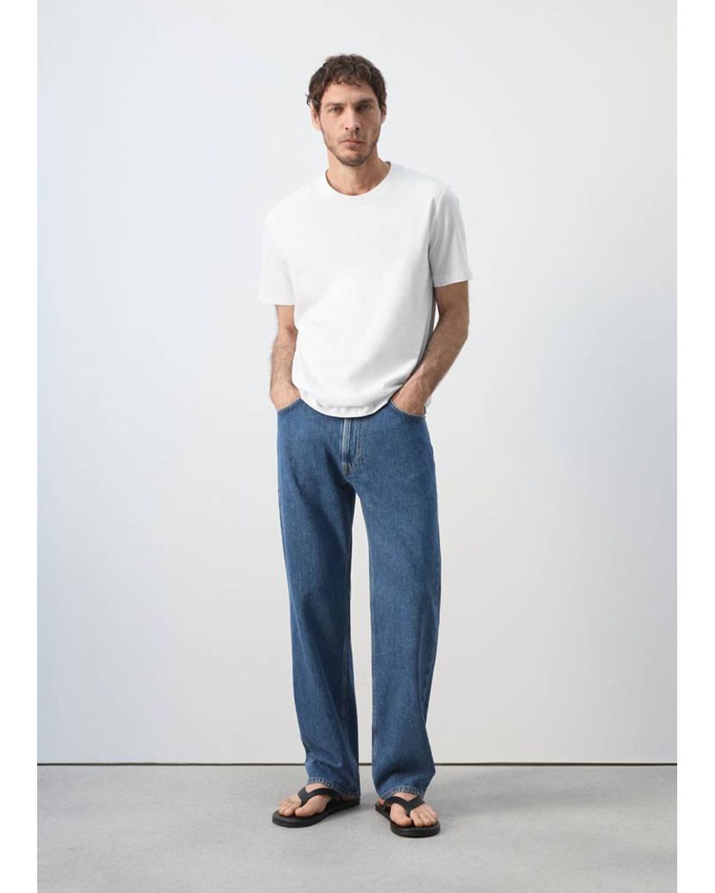 Mango Blue Slim Fit T-Shirt 180Gsm for men