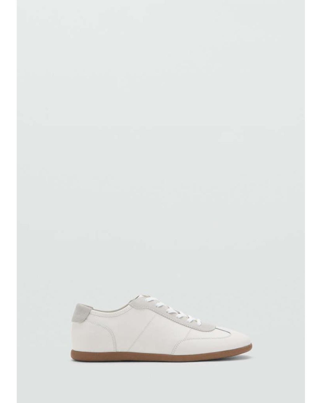 Mango White Leather Mixed Sneakers for men