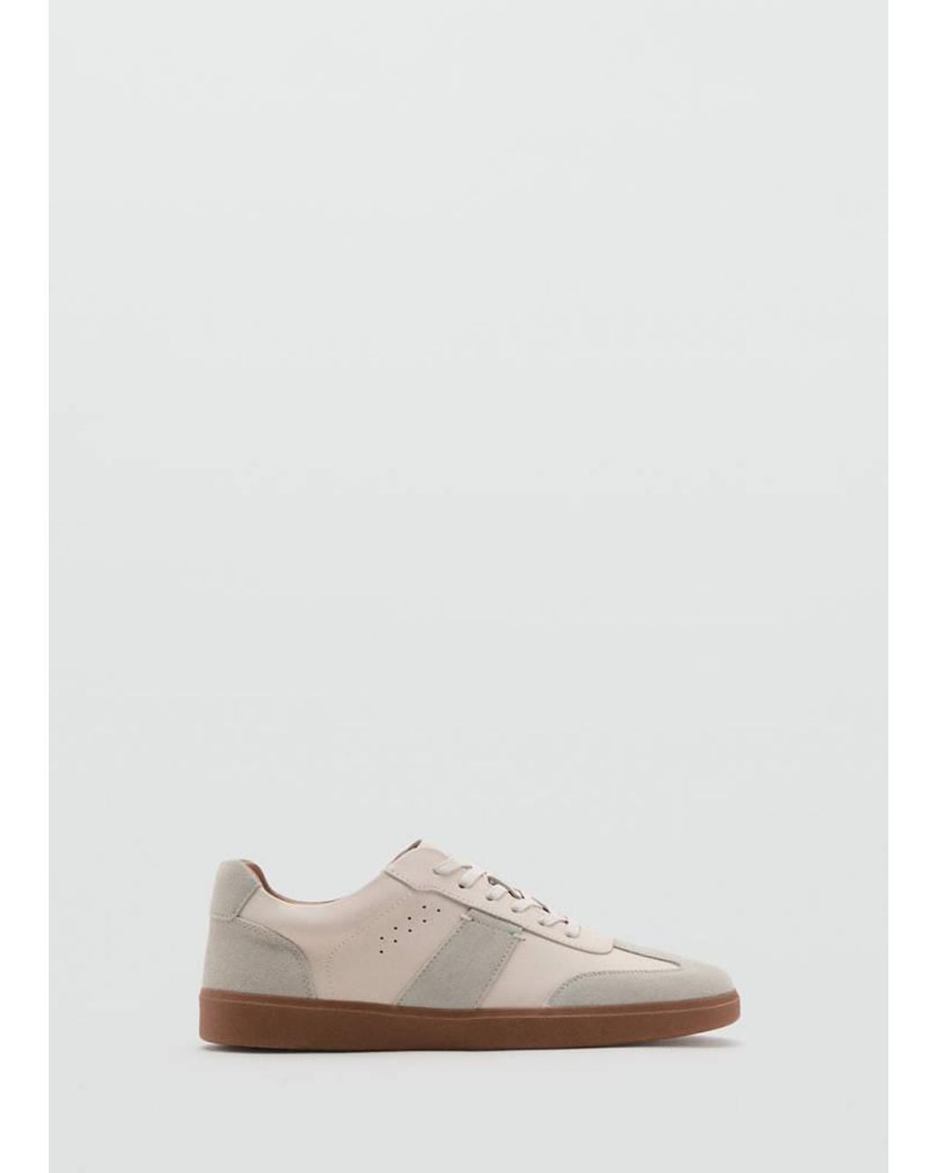 Mango White Combined Leather Sneaker for men