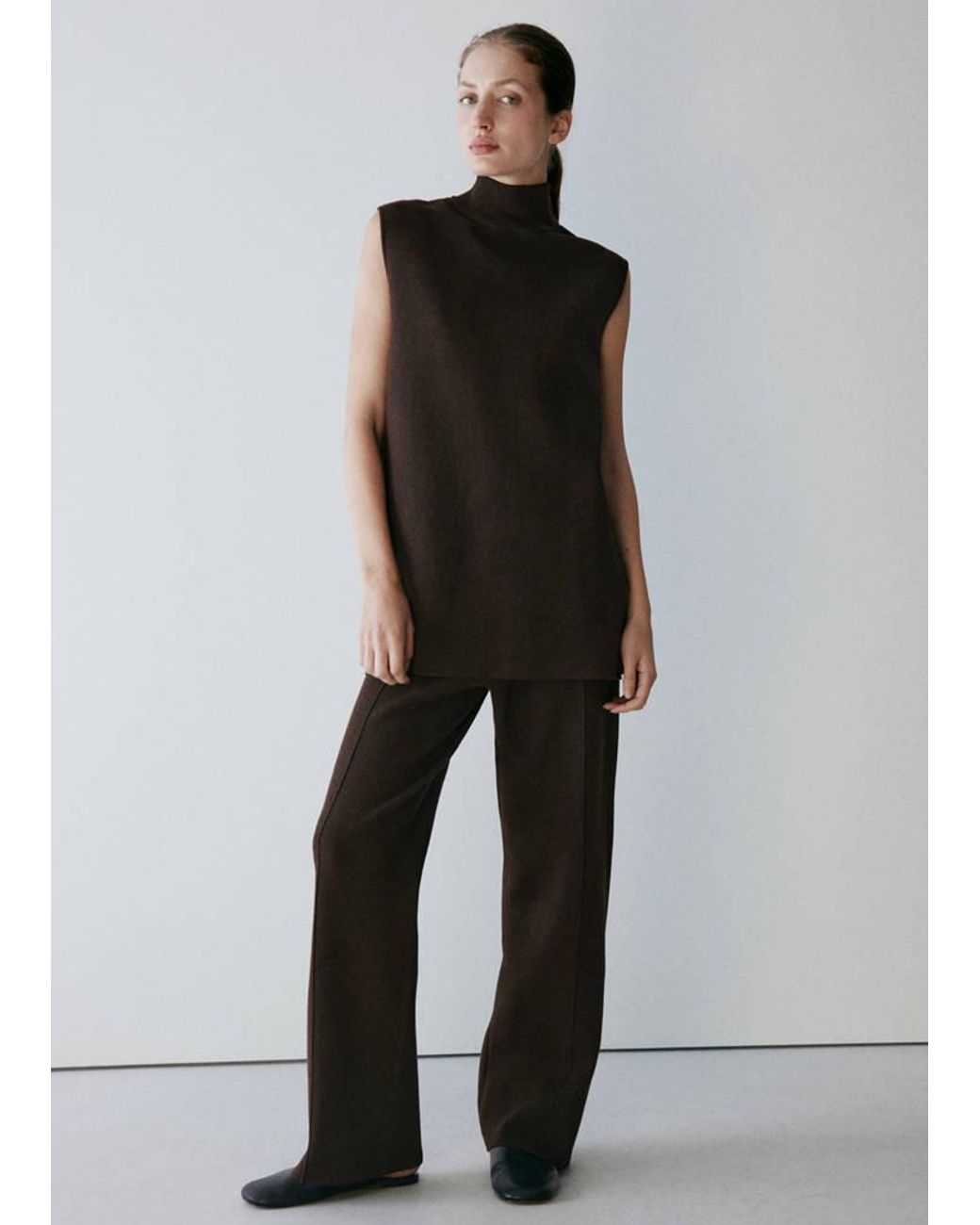 Mango Black Milano-Knit Trousers