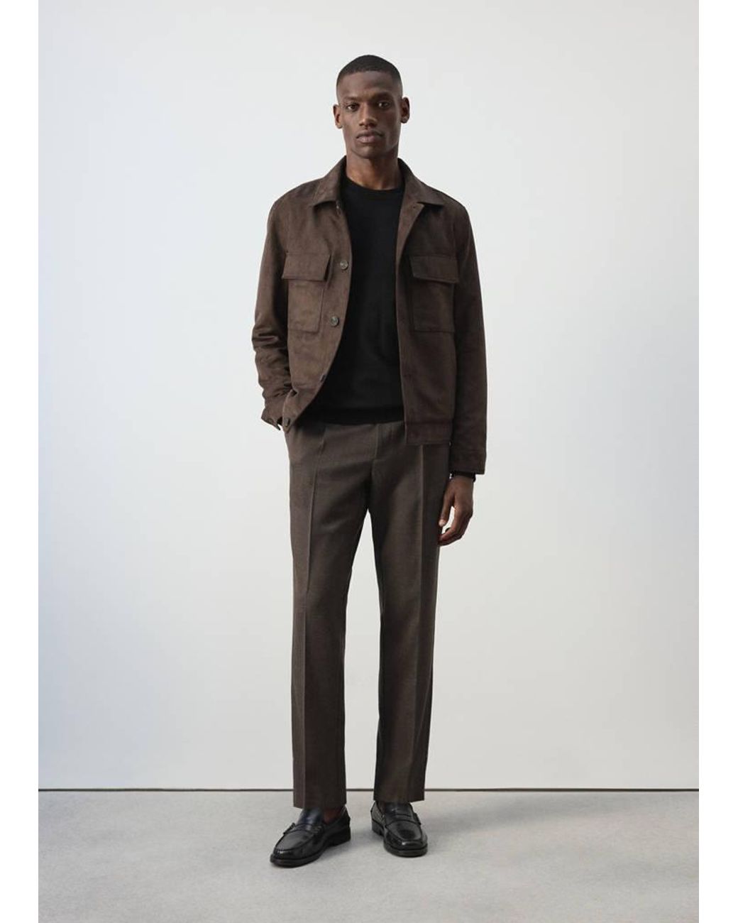 Mango Brown Suede-Effect Jacket With Pockets for men