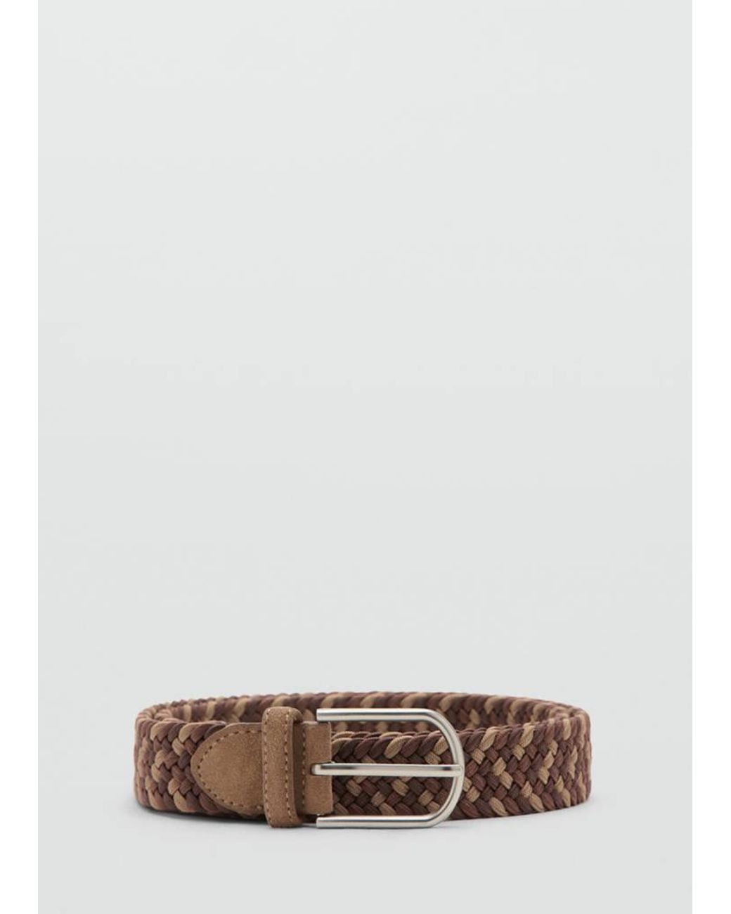 Mango Brown Braided Elastic Coloured Belt for men