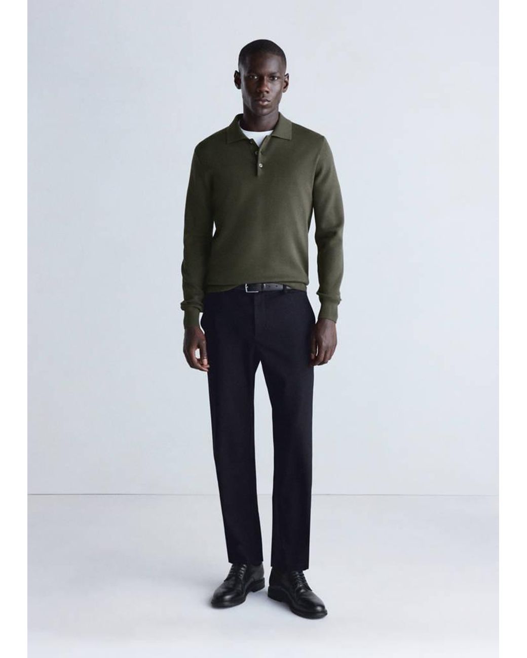 Mango Green Comfort Stretch Polo Shirt for men