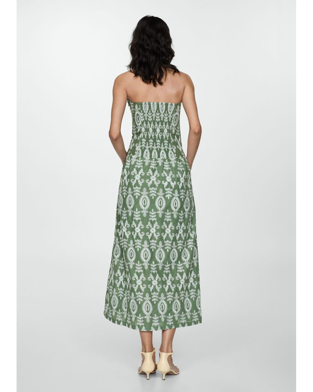 mango english embroidered strapless dress Home