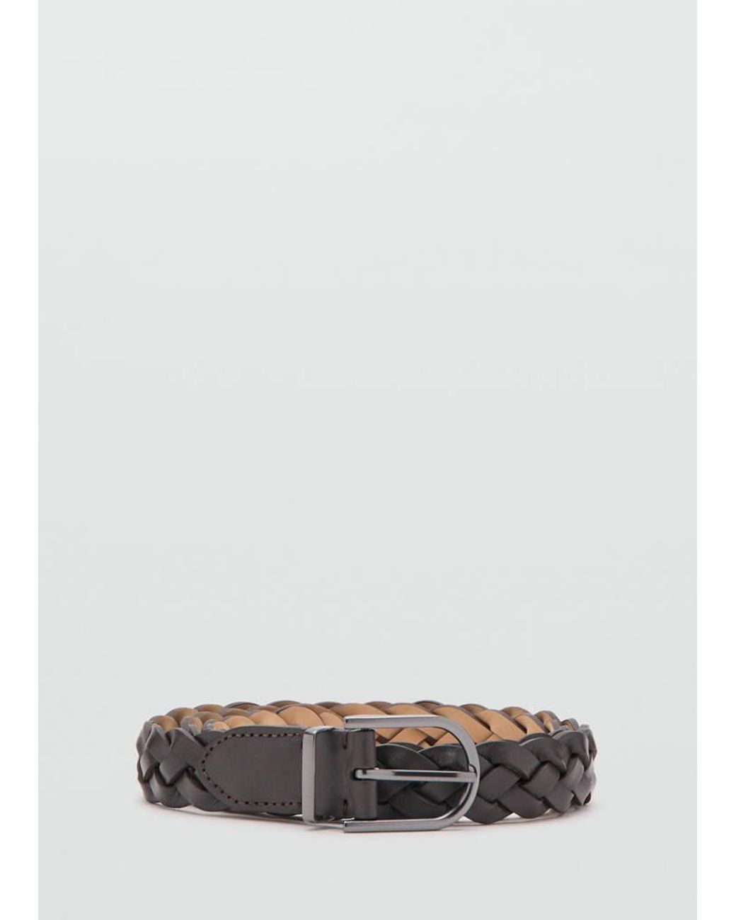 Mango Gray 100% Braided Leather Belt for men