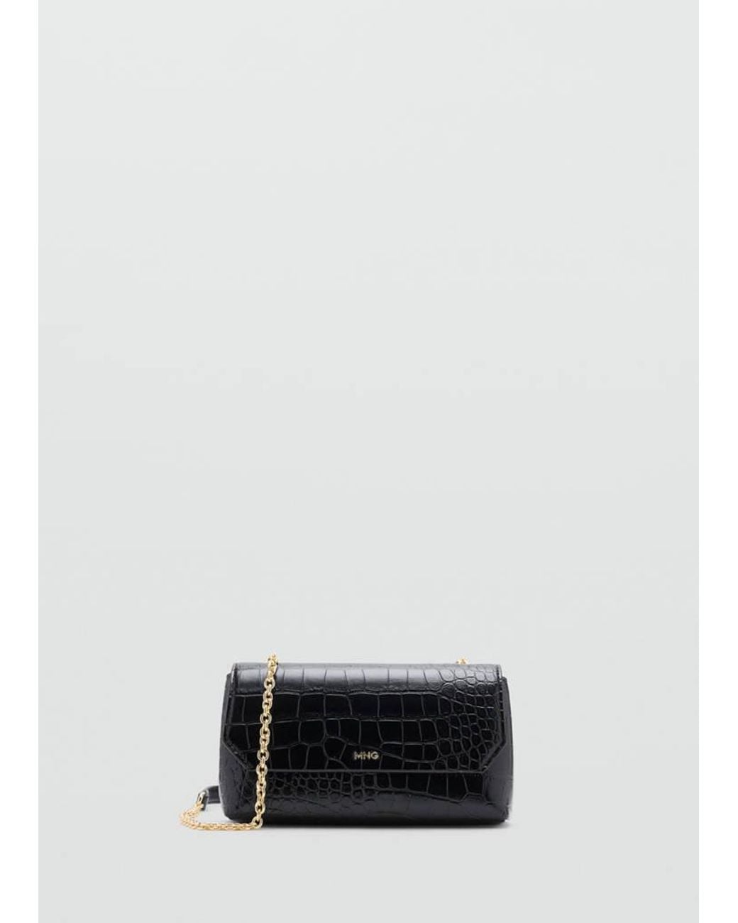 Mango White Croco Crossbody Bag