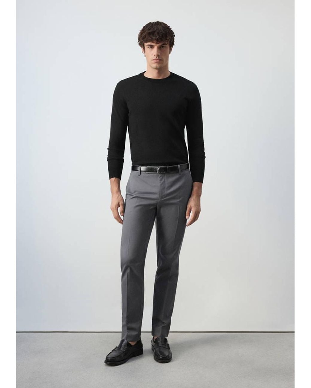 Mango Gray Dublino Slim-Fit Chino Trousers for men