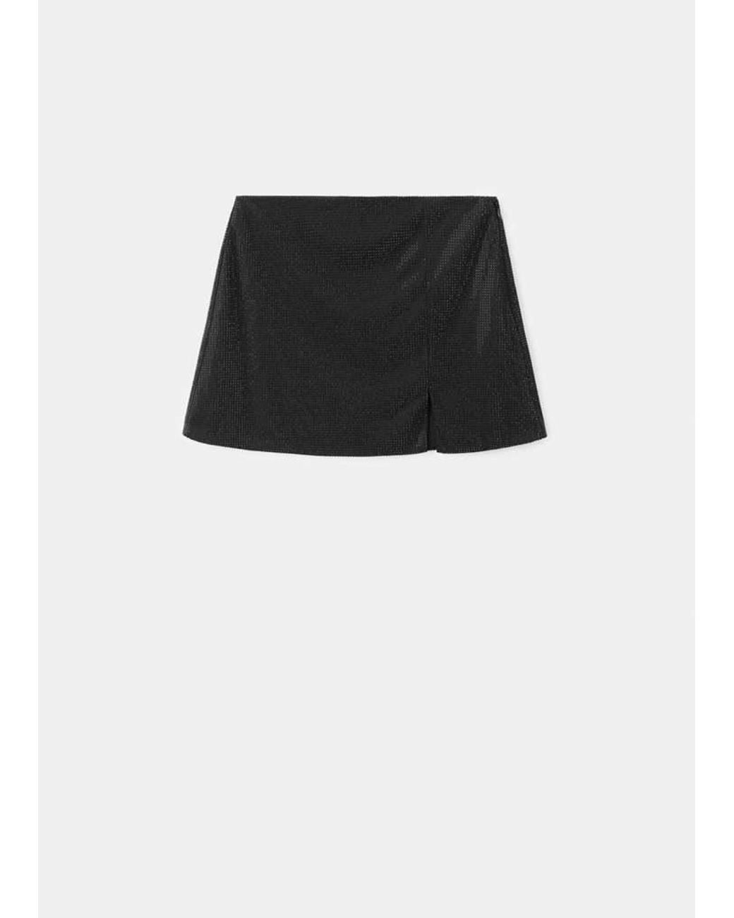 Mango Black Rhinestone Skirt With Slit