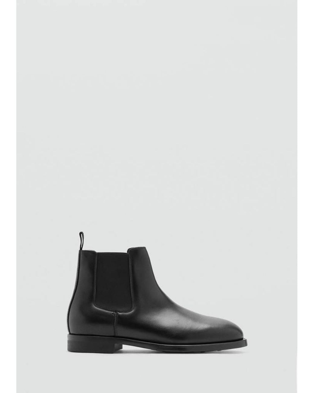 Mango White Polished Leather Chelsea Boots for men