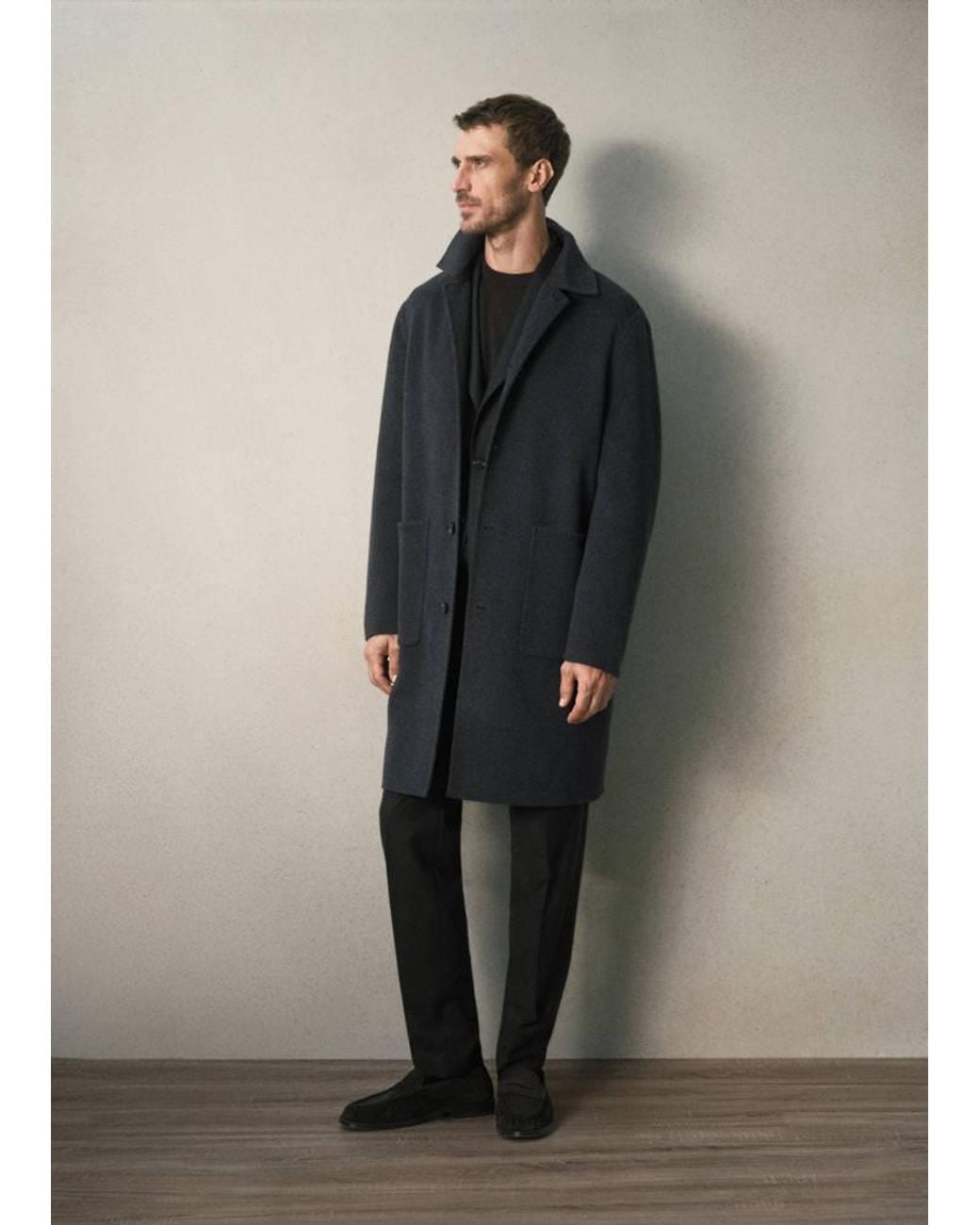 Mango Multicolor Wool-Cashmere Blend Coat With Pockets for men