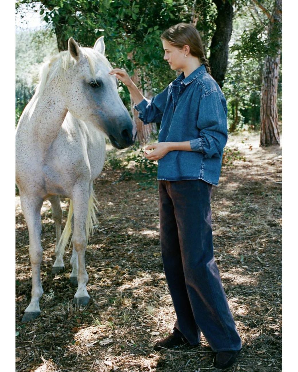 MANGO TEEN Green Denim Shirt With Ruched Details