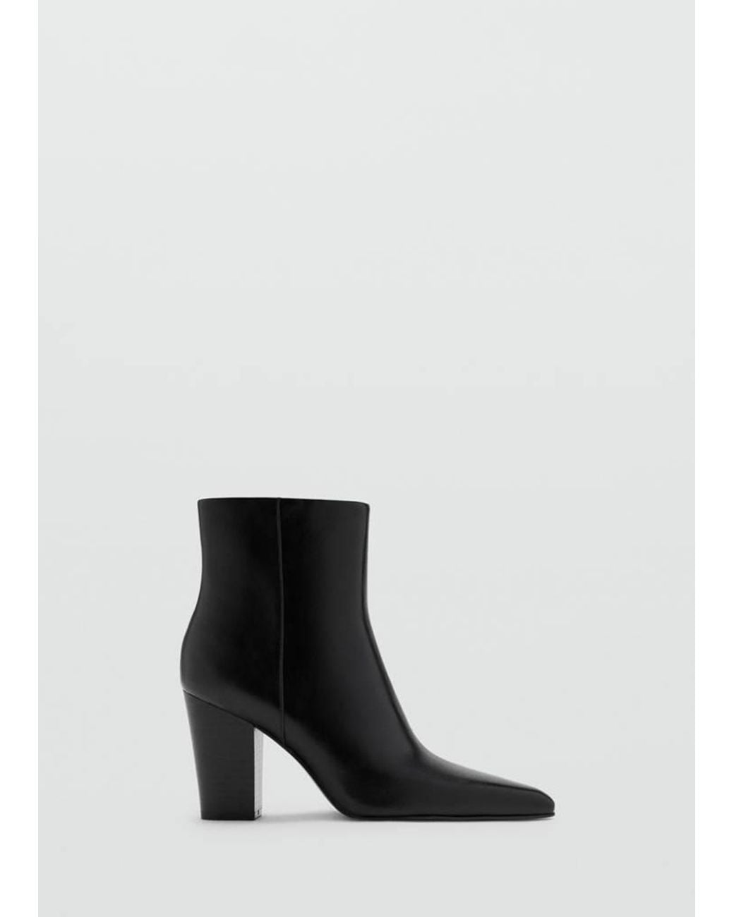 Mango White Ankle Boot With Leather-Effect Finish And Pointed Toe