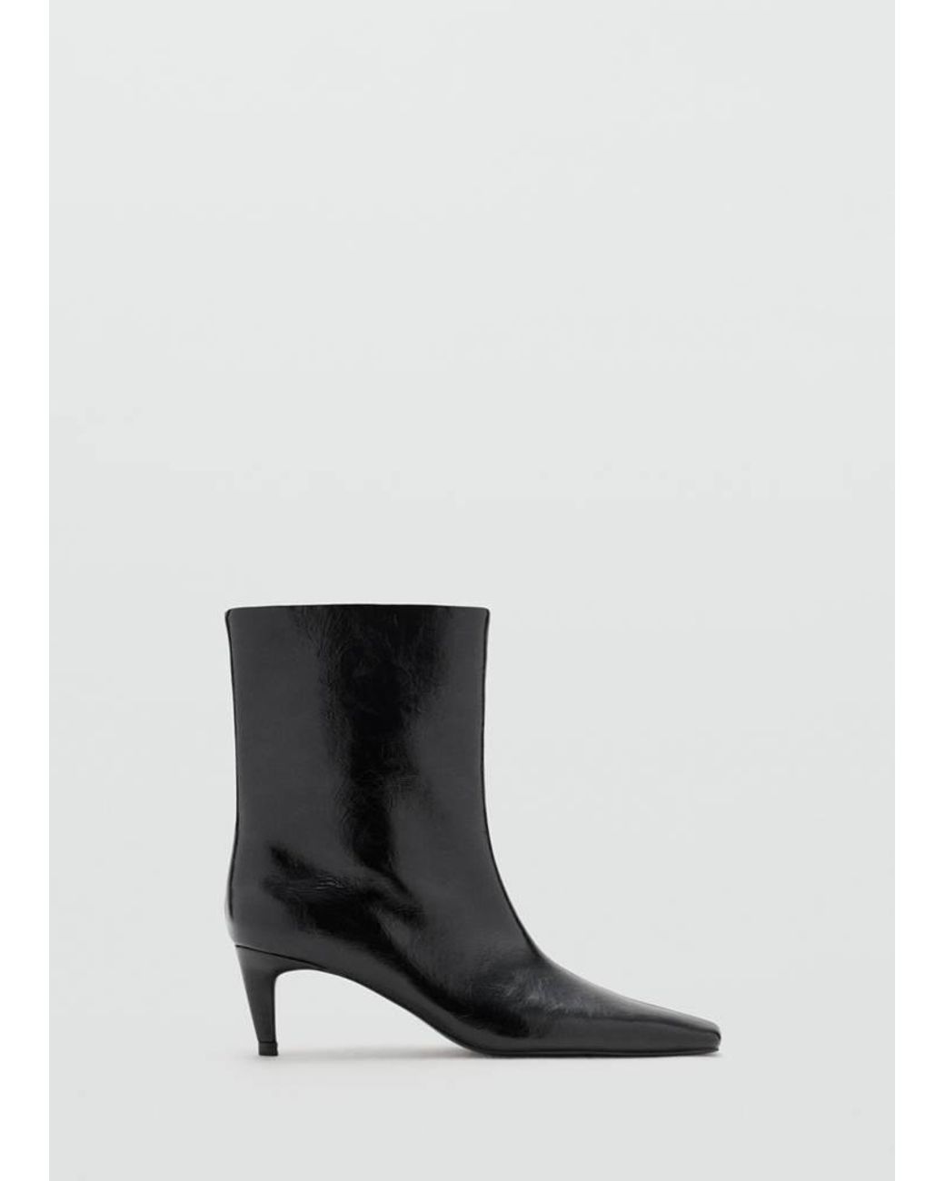 Mango Black Ankle Boots With Square Toe Heel