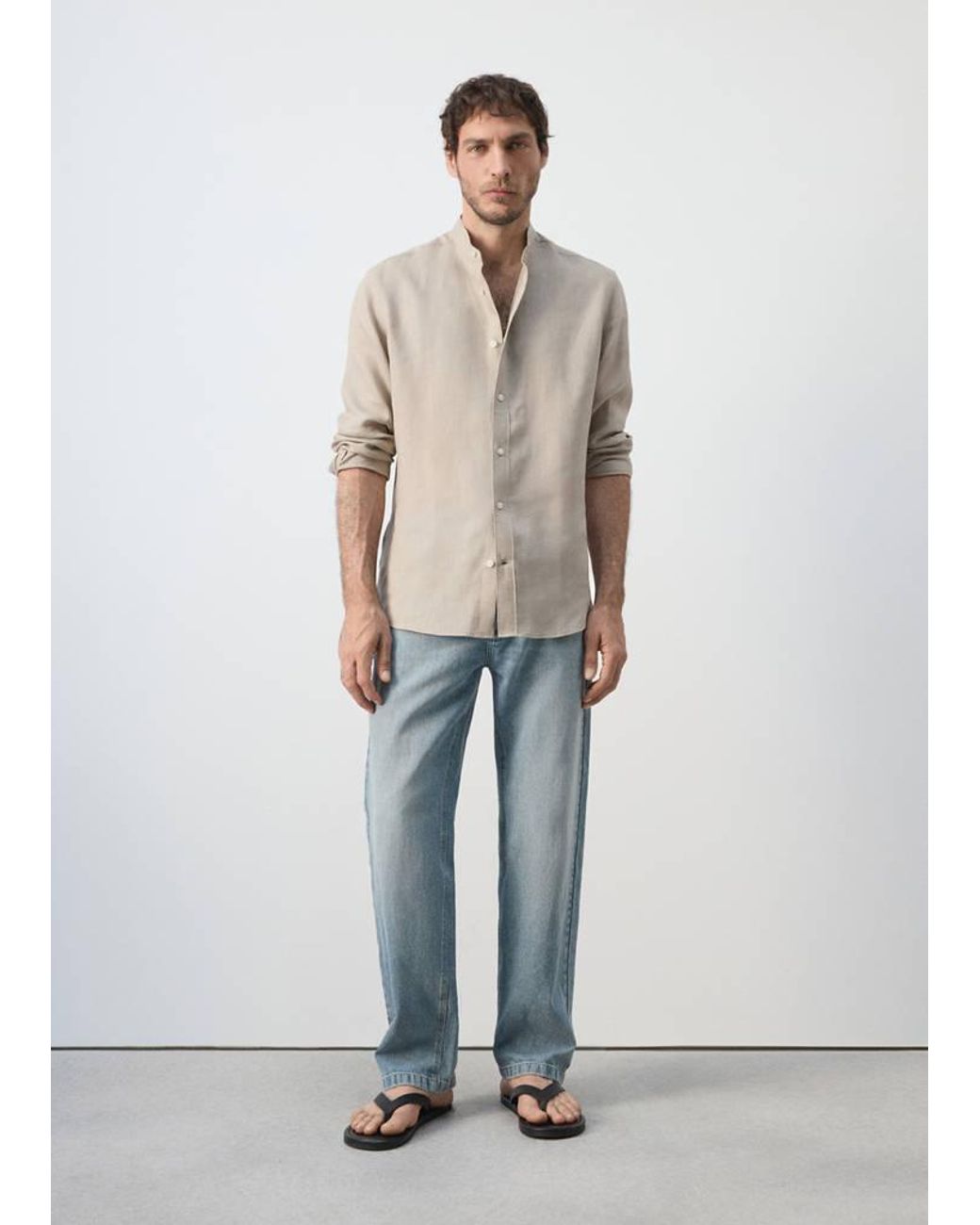 Mango White Regular-Fit 100% Linen Shirt for men