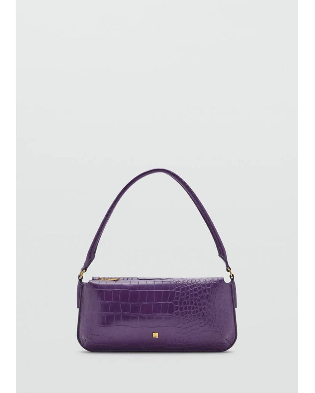 Mango Purple Patent Crocodile-Effect Bag
