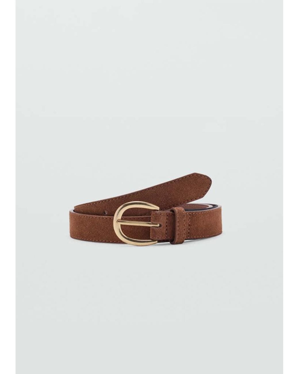 Mango Black Suede Leather Belt