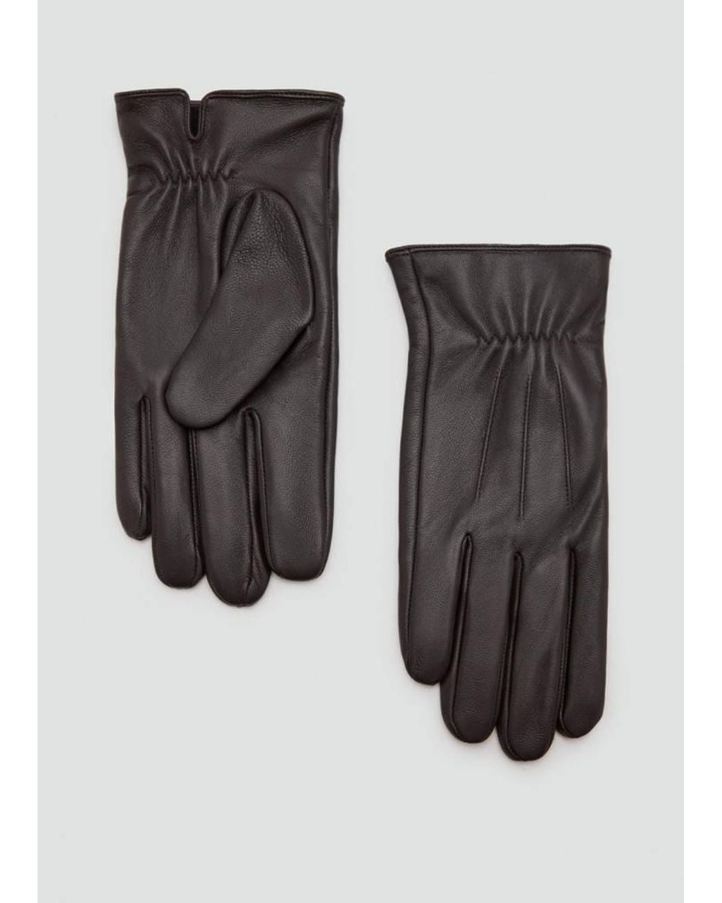 Mango Black Leather Gloves for men